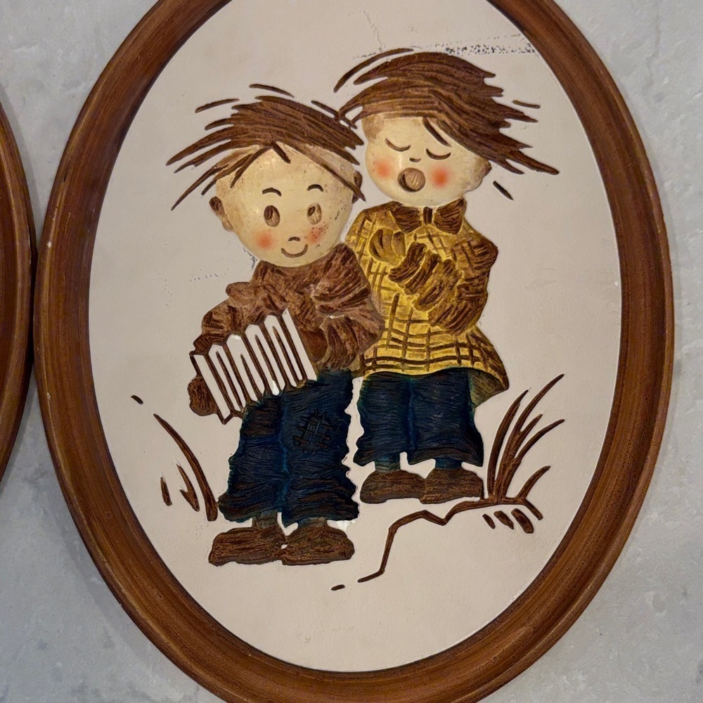 Vintage Style Brown and Cream Wall Art Set - Picture 4 of 4